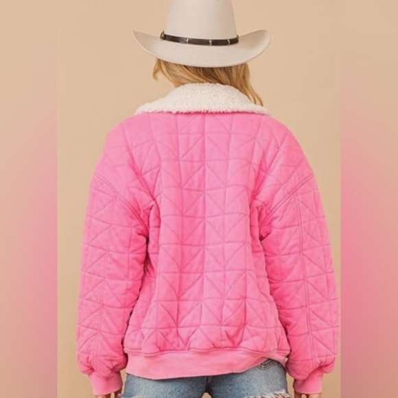 New Blue B Collection Quilted Winter Jacket Oversized Women S Full Zip Pink - Picture 12 of 13